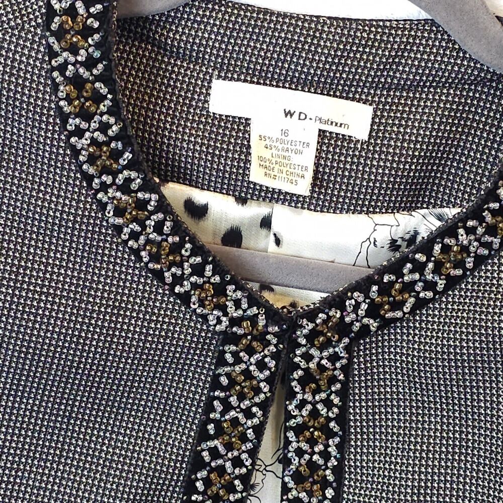 Women's Blazer Size 16 Bead Trim Jazzy Different Unique Office Career Church - Picture 2 of 9